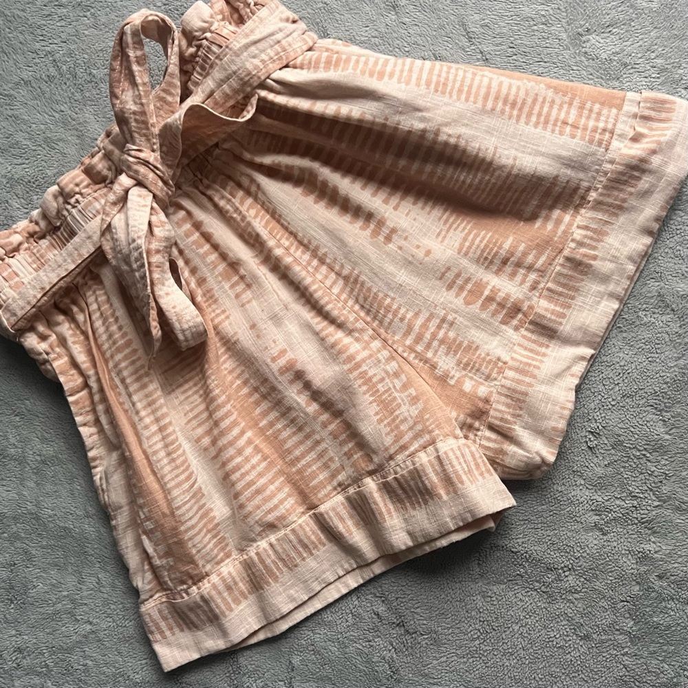 CLEOBELLA Geisha Shorts Neutral Mud Dye Peach Batik Print Paper Bag Tie